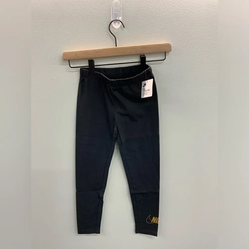 Nike Girls Shine Full-Zip and Leggings 2 Piece Set Black Size Large 6-7Y